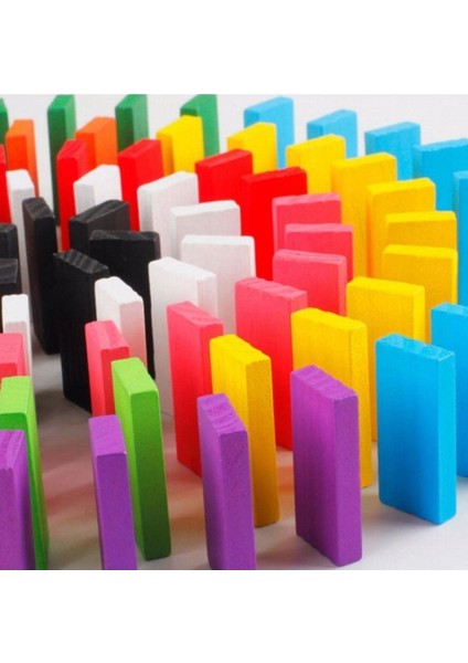 Ahşap Domino 100 Parça Renkli Taş Büyük Boy Domino Taşı