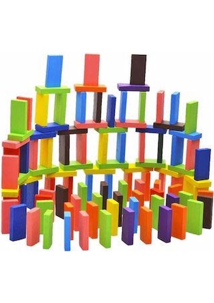 Ahşap Domino 100 Parça Renkli Taş Büyük Boy Domino Taşı