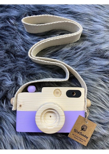 Bebek Oyuncağı Ahşap Fotoğraf Makinesi, +1 Yaş Montessori Oyuncak, Organik Ahşap Oyuncak- Lila fiyatları