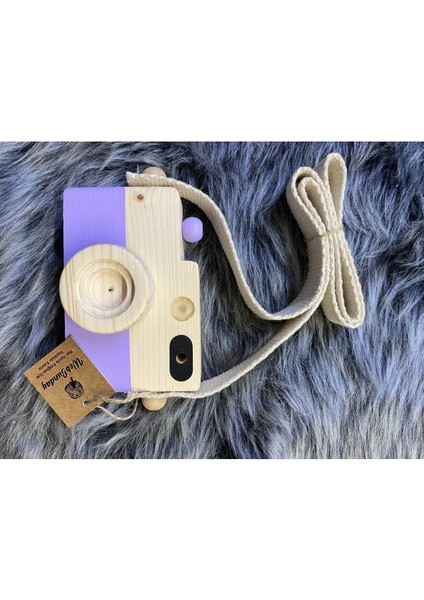 Bebek Oyuncağı Ahşap Fotoğraf Makinesi, +1 Yaş Montessori Oyuncak, Organik Ahşap Oyuncak- Lila modelleri