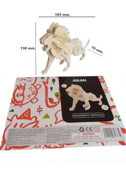 3D Ahşap Puzzle Aslan 34 Parça Kendin Yap Kit (Dıy, Yapboz, Boyanabilir) fiyatları