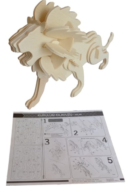 3D Ahşap Puzzle Aslan 34 Parça Kendin Yap Kit (Dıy, Yapboz, Boyanabilir) indirimleri