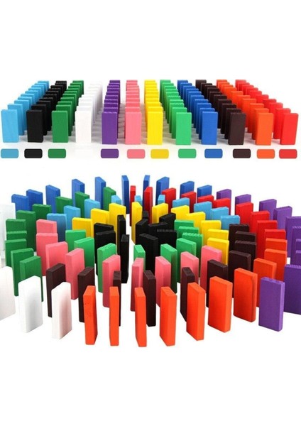Ahşap Domino Taşları 200 Parça Renkli Eğitici Domino Oyunu