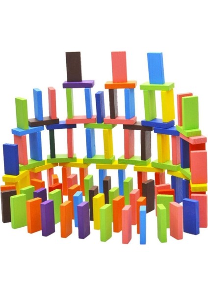 Ahşap Domino Taşları 200 Parça Renkli Eğitici Domino Oyunu