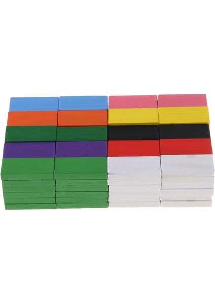 Ahşap Domino Taşları 200 Parça Renkli Eğitici Domino Oyunu