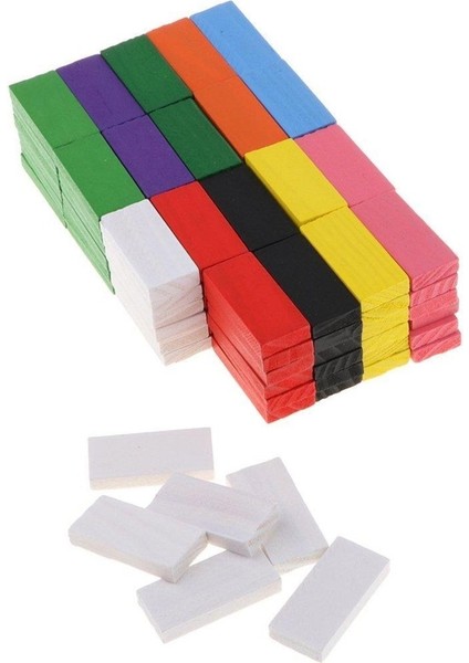 Ahşap Domino Taşları 200 Parça Renkli Eğitici Domino Oyunu