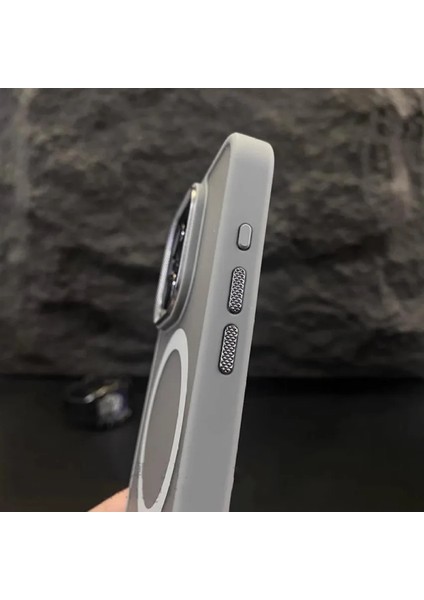 iPhone 15 Pro Max Uyumlu Lens Koruma Hediyeli Magsafe  Destekli Buzlu Premium Lüx Kılıf