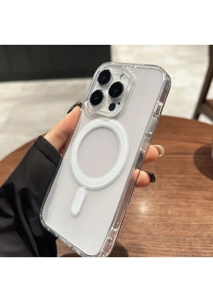 Apple iPhone 16 Pro (6.3 inç) Uyumlu Magsafe Kablosuz Sarj Destekli Manyetik Şeffaf Kılıf
