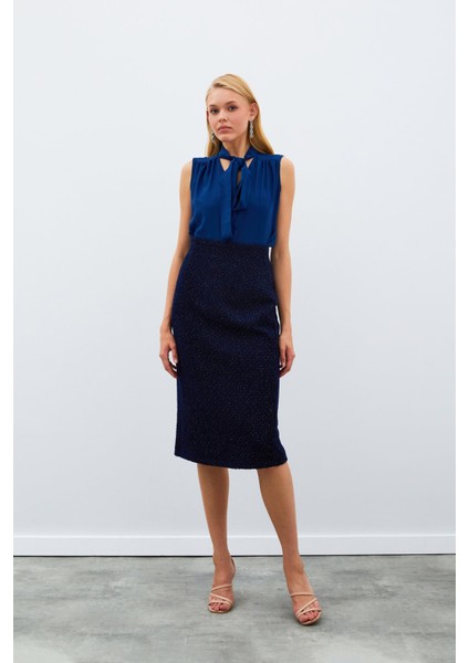 Midi Boy Tüvit Etek - Lacivert fırsatları