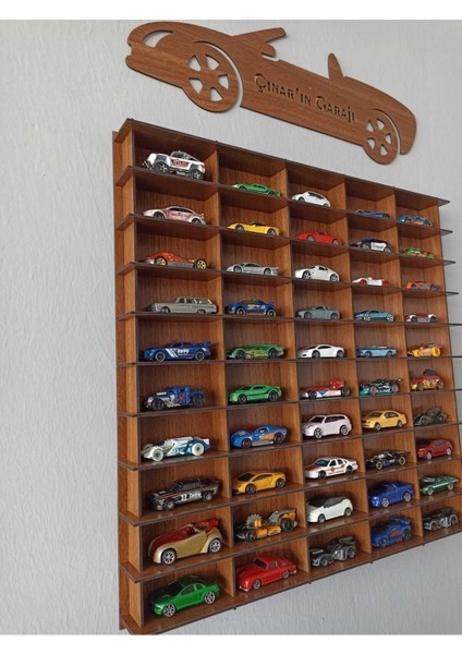 Ahşap Oyuncak Araba Rafı 1/64 Araçlar Için (Ceviz) modelleri