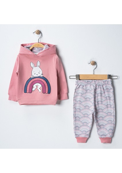 Tuggilife Tavşan Desenli Kapüşonlu Bebek Pijama Takımı