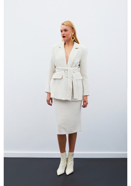 Midi Boy Tüvit Etek - Taş