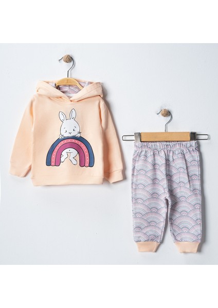 Tuggilife Tavşan Desenli Kapüşonlu Bebek Pijama Takımı