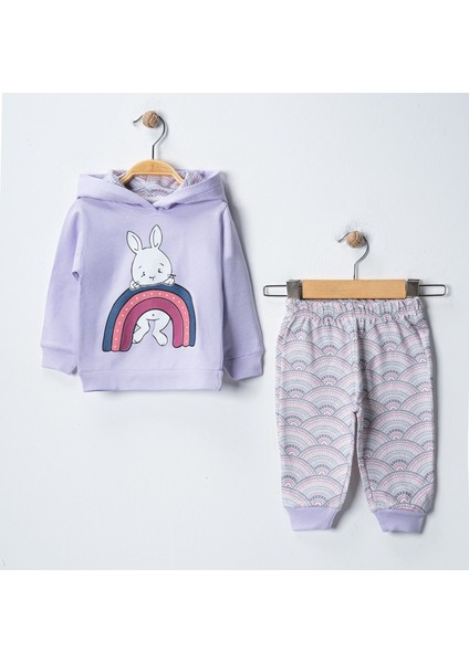 Tuggilife Tavşan Desenli Kapüşonlu Bebek Pijama Takımı