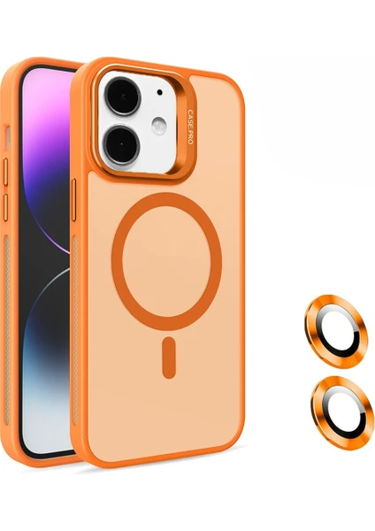 iPhone 11 Uyumlu Lens Koruma Hediyeli Magsafe  Destekli Kamera Standlı Premium Buzlu Kılıf