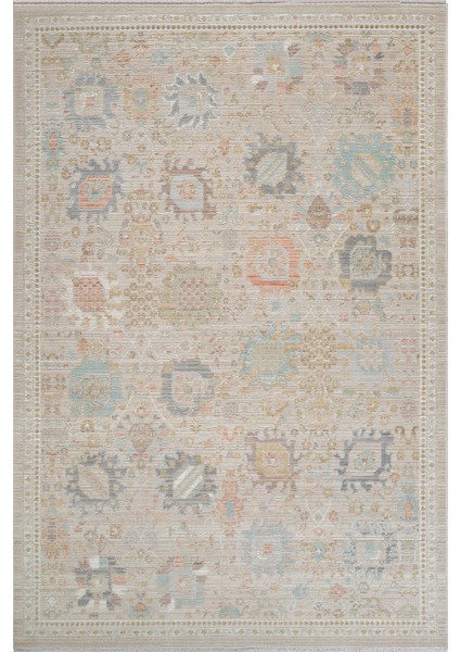 Rustik 2221 Klasik Vintage Salon Bej Country Mutfak Halısı Tozumaz Yumuşak Makine Halısı 160x230