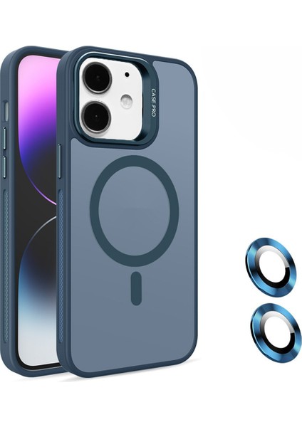 iPhone 11 Uyumlu Lens Koruma Hediyeli Magsafe Destekli Kamera Standlı Premium Buzlu Kılıf