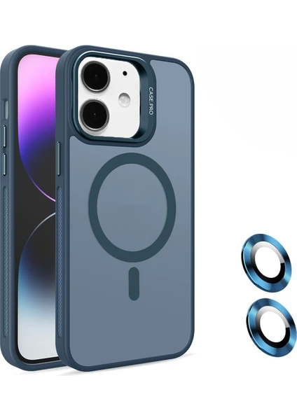 iPhone 11 Uyumlu Lens Koruma Hediyeli Magsafe  Destekli Kamera Standlı Premium Buzlu Kılıf