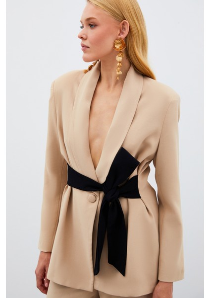 Beli Kuşaklı Uzun Ceket - Bej indirimleri