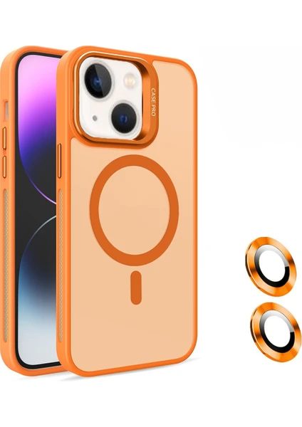 iPhone 15 Plus Uyumlu Lens Koruma Hediyeli Magsafe  Destekli Kamera Standlı Premium Buzlu Kılıf