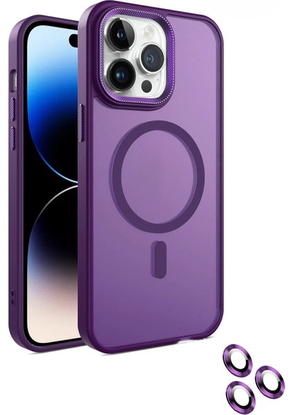 iPhone 15 Pro Uyumlu Lens Koruma Hediyeli Magsafe Destekli Buzlu Premium Lüx Kılıf