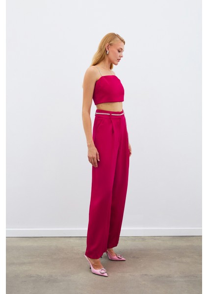 Taş Kemerli Saten Pantolon - Mercan fırsatları