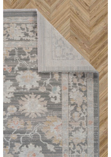 Rustik 2223 Klasik Vintage Salon Gri Country Mutfak Halısı Tozumaz Yumuşak Makine Halısı 160x230