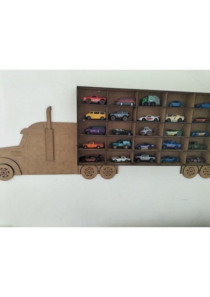 87X32 Ham Mdf Çocuk Odası Ahşap Kamyon Araba Rafı 30 Arabalık modelleri
