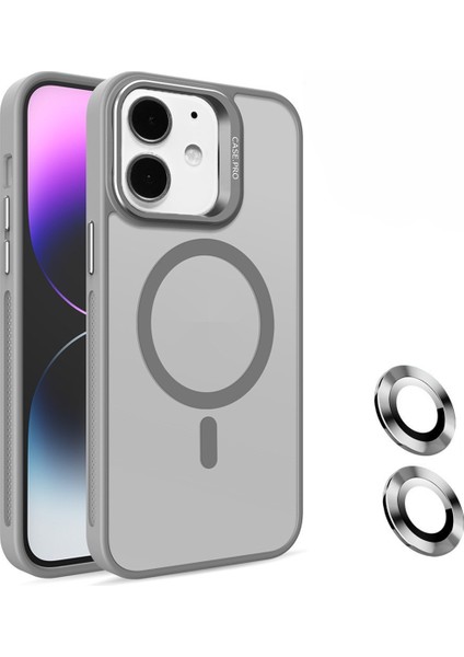 iPhone 11 Uyumlu Lens Koruma Hediyeli Magsafe Destekli Kamera Standlı Premium Buzlu Kılıf