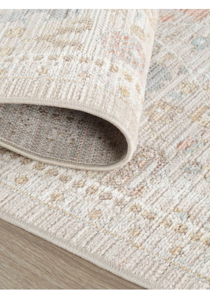 Rustik 2221 Klasik Vintage Salon Bej Country Mutfak Halısı Tozumaz Yumuşak Makine Halısı 120x180 fırsatları