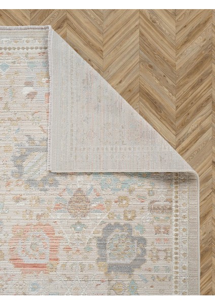 Rustik 2221 Klasik Vintage Salon Bej Country Mutfak Halısı Tozumaz Yumuşak Makine Halısı 100x300 modelleri