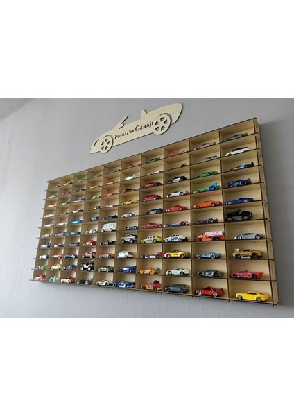 Ahşap Araba Rafı 100'LÜ Yatay Akça Ağaç (Krem) Renk (Hotwheels ve Matcbox Arabaları Için Uygundur) fırsatları