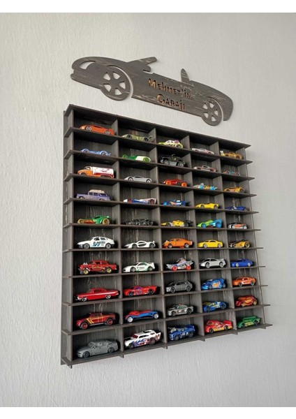 Oyuncak Araba Rafı 50'li Eskitme Siyah (Hotwheels ve Matcbox Arabaları Için Uygundur)