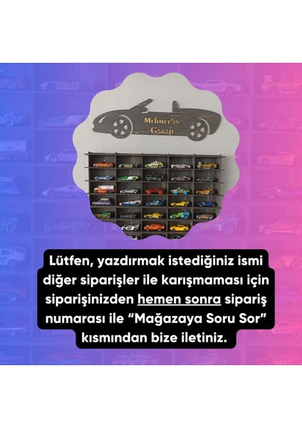 Oyuncak Araba Rafı 50'li Eskitme Siyah (Hotwheels ve Matcbox Arabaları Için Uygundur)