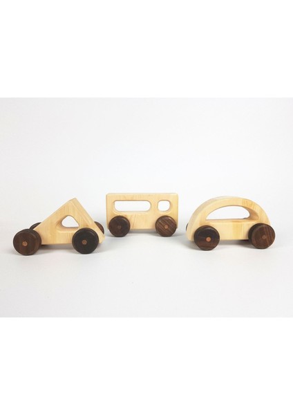 Geometrik Ahşap Oyuncak Arabalar - Doğal fiyatları