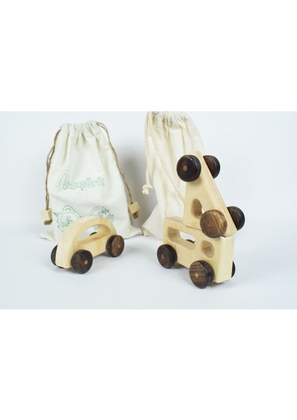Geometrik Ahşap Oyuncak Arabalar - Doğal indirimleri