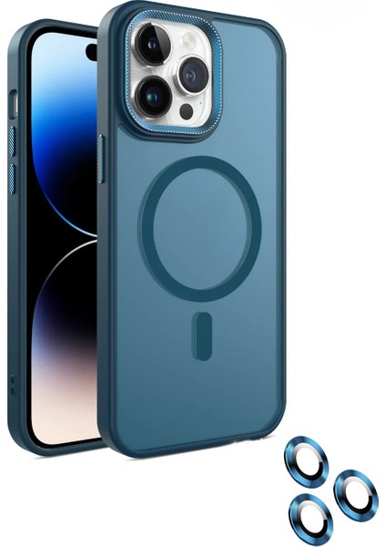 iPhone 15 Pro Uyumlu Lens Koruma Hediyeli Magsafe Destekli Buzlu Premium Lüx Kılıf