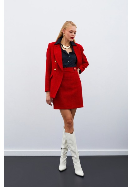 Mini Boy Tüvit Etek - Kırmızı