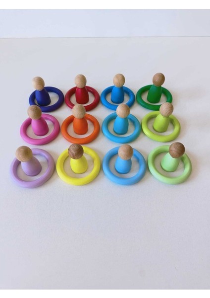 Peg Bebek ve Halka 12 Li Renkli Insan Figürleri (Waldorf) modelleri