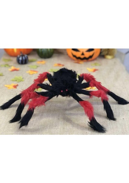 Halloween Cadılar Bayramı Kırmızı Siyah Örümcek 50 cm