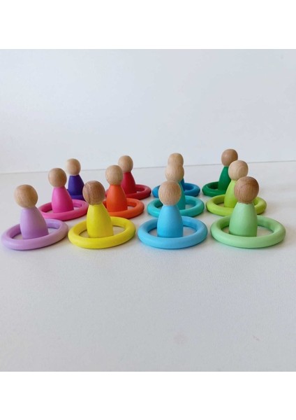 Peg Bebek ve Halka 12 Li Renkli Insan Figürleri (Waldorf) indirimleri