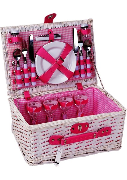 Picno Italy 2 Kişilik Hasır, Yalıtımlı Pembe Astarlı, Aksesuar Sepeti İle Taşınabilir Piknik Sepeti indirimleri