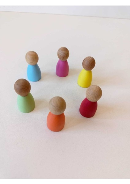 Peg Bebek 6 Lı Renkli Insan Figürleri (Waldorf)