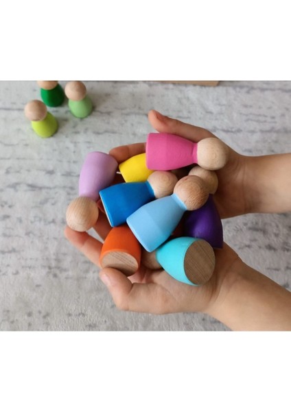 Peg Bebek 12 Li Renkli Insan Figürleri (Waldorf)