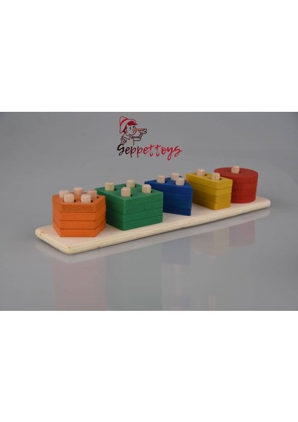 Geometrik Şekilli Ahşap Geçmeli Oyuncak