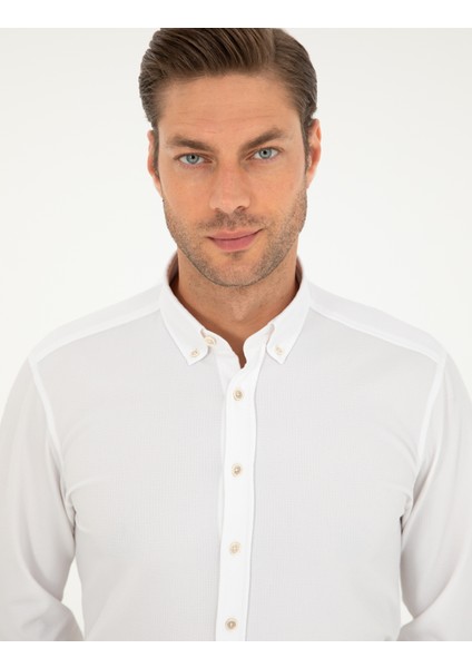 Erkek Beyaz Slim Fit Uzun Kollu Gömlek 50292079-VR013