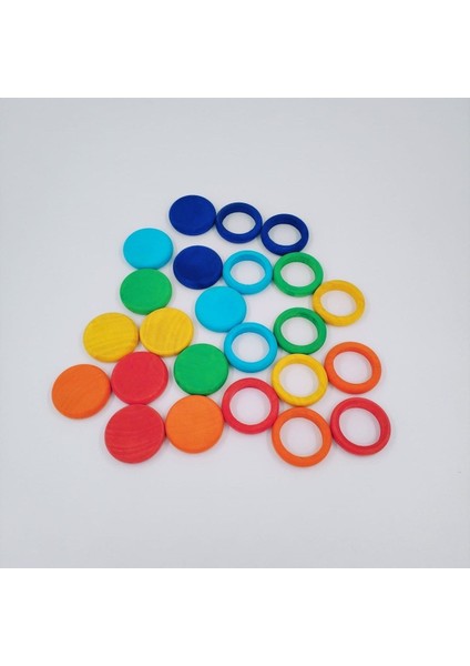 Diskler ve Halkalar Gökkuşağı Ahşap Oyuncak - Waldorf - Montessori Eğitici Oyuncaklar fiyatları