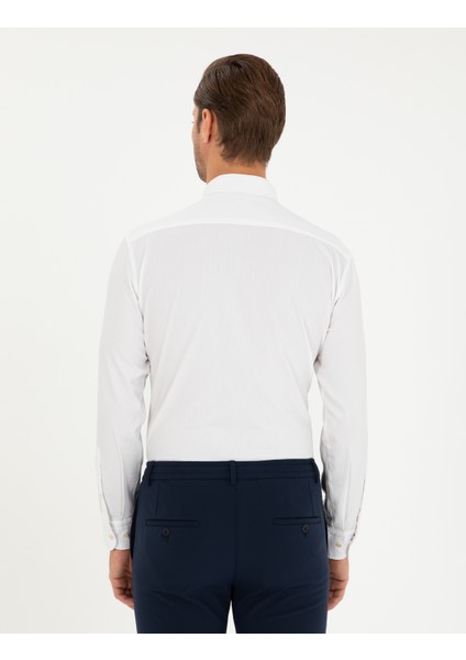 Erkek Beyaz Slim Fit Uzun Kollu Gömlek 50292079-VR013
