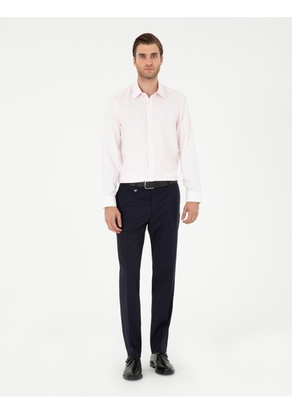 Erkek Açık Pembe Slim Fit Armürlü Uzun Kollu Gömlek 50294742-VR078 fırsatları