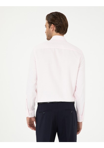 Erkek Açık Pembe Slim Fit Armürlü Uzun Kollu Gömlek 50294742-VR078 indirimleri
